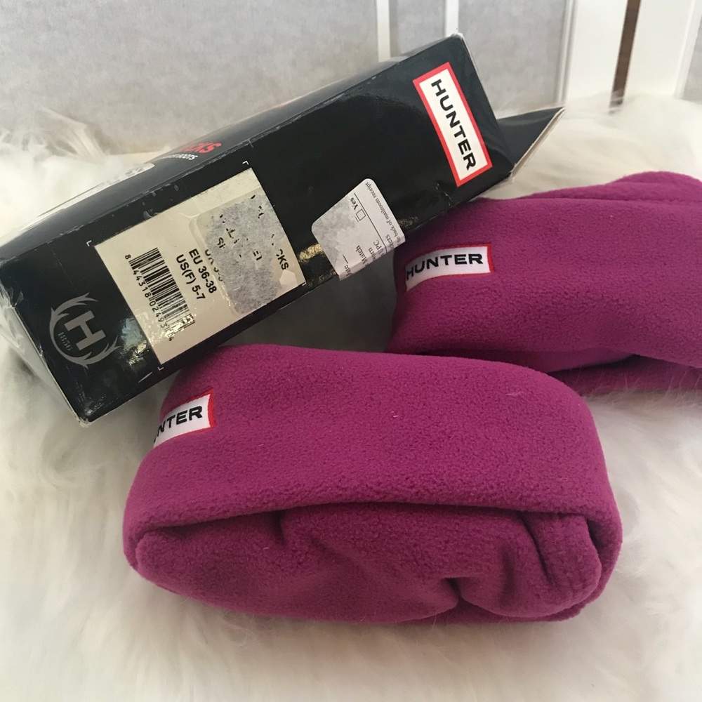 NWT!đź’ĄHunter Tall Fleece Welly Socks in Magenta - Picture 4 of 5